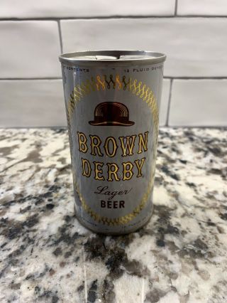 Brown Derby Lager Beer Can Flat Top