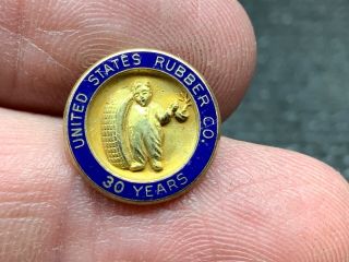 United States Rubber Company 10k Gold Vintage Rare 30 Years Service Award Pin.