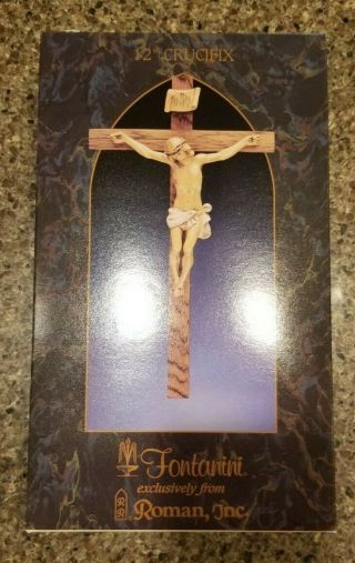 12 " Fontanini Crucifix Features A Hand Painted Body Of Christ On A Wood Cross