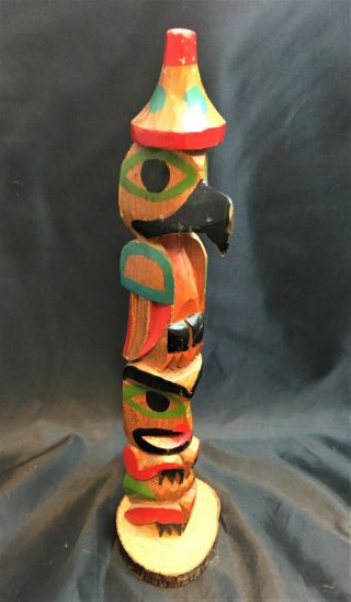 3 1930s Vintage Alaska Tlingit Nw Coast Indian Hand Carved Totem Pole 11 "