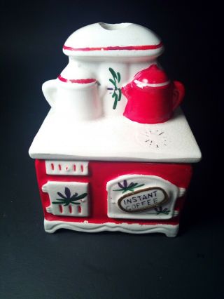 Vintage Porcelain Instant Coffee Holder Red Stove Shape Lego Japan