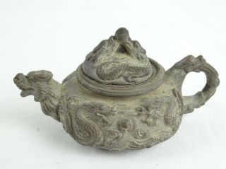 Old Chinese Yixing Purple Clay Dragon Teapot With Marks To Base China 20thc