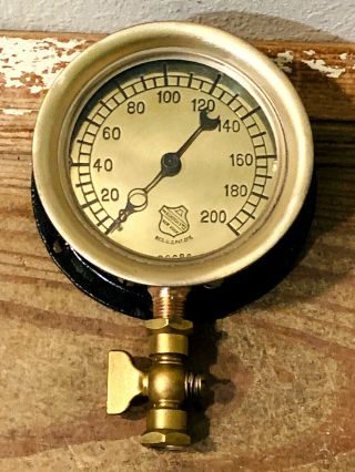 Large Vintage Ashcroft Brass Steam Pressure Gauge,  Antique,  Boiler,  Steampunk