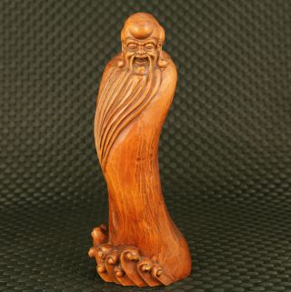 Asian Rare Old Boxwood Hand Carved God Of Longevity Statue Table Decoration Gift