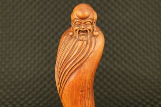 Asian rare old boxwood hand carved god of longevity statue table decoration gift 2
