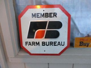 Vintage Farm Bureau Member Stop Sign,  16 " X 16 " Metal,  Drive Way.