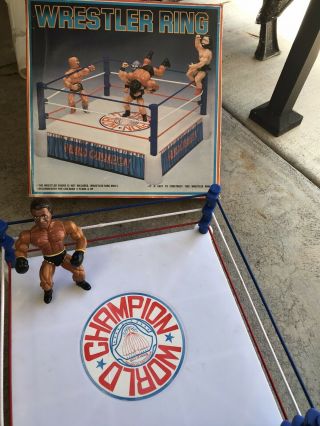Vintage 80s Wwf Wrestling Ring Plastic Toy Pre - Owned