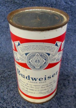 Vintage Budweiser Steel Beer Can Flat Top Usbc 44 - 19 Unusual Bottom Opened Bud