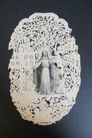 Antique Religious Catholic Holy Card Lace Jesus With Children Basset Editor