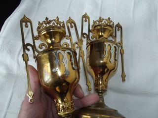 Pair Antique French Gothic Altar ' s Candle Holders Religious Candlesticks ci.  1900 3