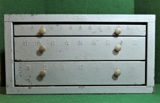 Vintage Huot Machinist Drill Bit Cabinet / Dispenser 1/16 " - 1/2 "