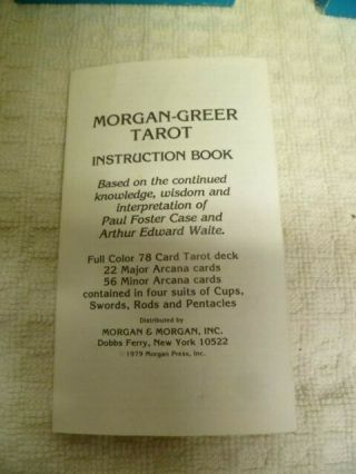 Vintage 1970s Morgan - Greer 78 Card Tarot Deck 1979 Complete with instructions 2