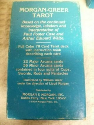 Vintage 1970s Morgan - Greer 78 Card Tarot Deck 1979 Complete with instructions 3