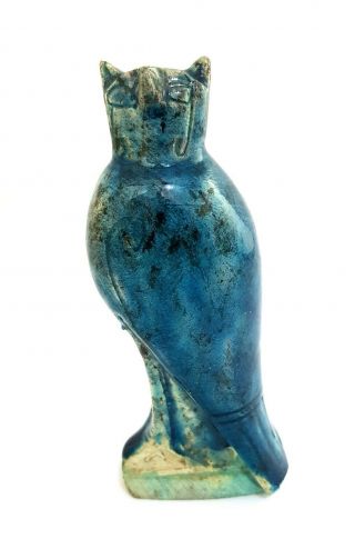 Very Rare Amulet Horus Sculpture Egyptian Antique Bead Falcon Ra Carved Faience