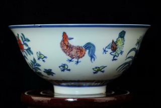 Chinese Porcelain Bowl Hand - Painted Chicken Qianlong Mark B01