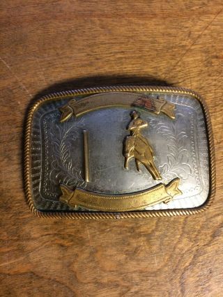 Vintage 2 Banner Cowboy Rodeo Trophy Belt Buckle Named