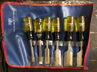 Set Of 6 Vintage Stanley No.  61 Wood Chisels Various Sizes