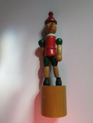 Vintage Wooden Thumb Push Puppet Pinocchio Or Christmas Elf Figurine