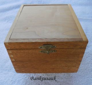 Vintage Wooden Recipe Box With Hinged Lid And Dovetail Corners