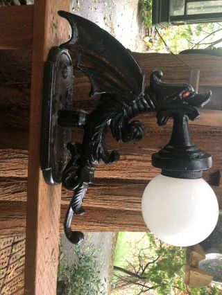 Vintage Gargoyle Dragon Cast Aluminum Outdoor Sconce Wall Light Fixture
