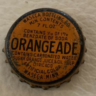 Vintage Cork Lined Bottle Cap Crown Waseca Bottling Orangeade Soda Minnesota Mn
