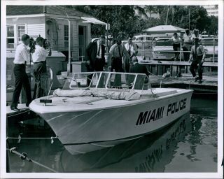 1963 Miami Patrol Boat Florida Bob Knight Sergeant Police Vintage Photo 8x10