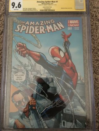 Spider - Man 1 Cgc Ss 9.  6 Signed By Humberto Ramos,  Stan Lee Variant Cove