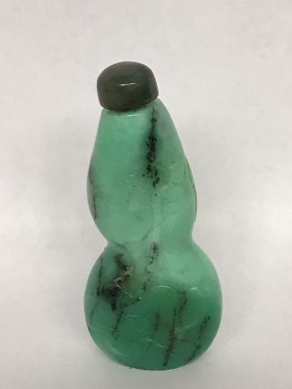Vintage Green Glass Snuff Bottle Imitating Jade