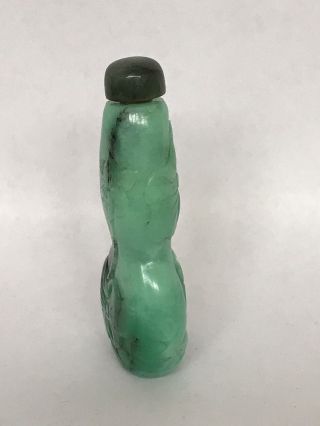 Vintage Green Glass Snuff Bottle Imitating Jade 2