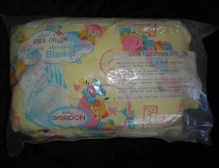 Vintage Baby Gordon Crib Blanket Comforter & Matching Pillow A B C Animals Cats