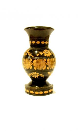 Tiki Wood Carved Vase C67 African Zagreb Turned Tourist Tribal Mid Century Work