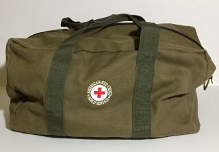 American Red Cross Field Service Green Canvas Duffle Bag