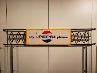Vintage Say Pepsi Please Soda Advertising Sign Door Push Bar Oil Gas
