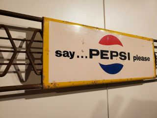 Vintage Say Pepsi Please Soda Advertising Sign Door Push Bar Oil Gas 3