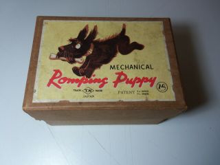 Vintage Empty Box For Romping Puppy Mechanical Dog Toy T.  N.  Japan