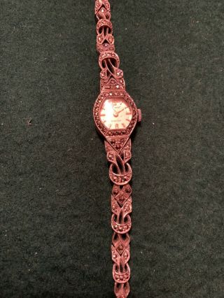Vintage Accurist 21 Jewels Marcasite Ladies Cocktail Watch Old Boxed