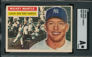 Sgc Authentic Mickey Mantle Hof Vintage 1956 Topps Gray Back Card 135 Graded " A "