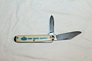 Vintage Ford Motor Company Advertising Knife - Made In Usa - 2 Blade - 2 1/2 " & 1 3/4