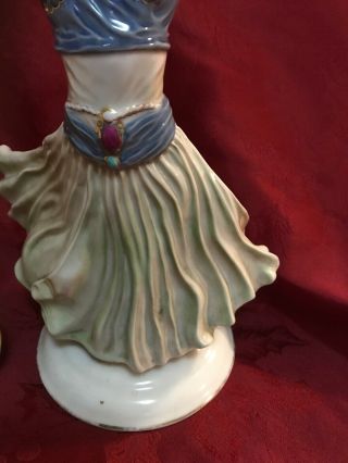 Art Deco Porcelain Harem Dancer Figurine Belly Dancer Gypsy 12” Tall 3