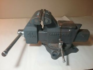 Vintage Craftsman 4 1/2 " Jaw Bench Vise No G 006 313,  51886 With Reversible Jaw