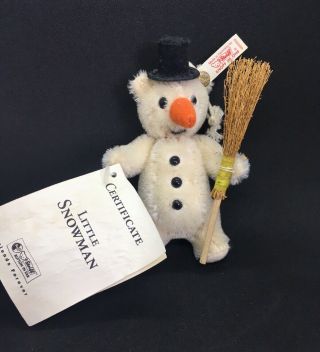 Vintage Steiff Little Snowman Bear Ornament 02895 1998 Ltd Ed/5000