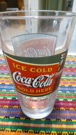 Coca Cola Drinking Glass Tumbler 1920 - 1929 Ice Cold Coca - Cola Here 16 Oz