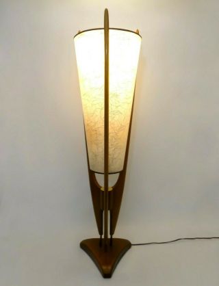 Rare Adrian Pearsall For Modeline Vint Modernist Lg Walnut Table Lamp Orig Shade
