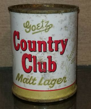 1950s Country Club Enamel Malt Lager Beer Can Goetz St Joseph Mo 97 Years