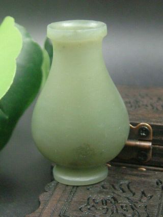 Antique Chinese Celadon Nephrite Hetian Old - Jade Vase Snuff Bottle