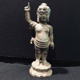 Collectible Asia Cambodia Khmer Buddha Statue Bronze Kid God Figure For Wealth
