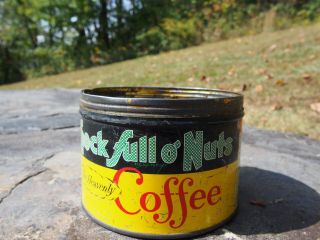 Vintage Chock Full O ' Nuts Empty 1 lb.  Keywind Tin Coffee Can NO LID 3