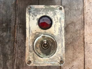 Vintage Industrial Cast Iron Crabtree 1 Gang Switch With Red Glass