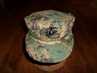 Marine Corps Style Utility Hat U.  S.  M.  C Digital Woodland Cap Size Medium 7 1/4