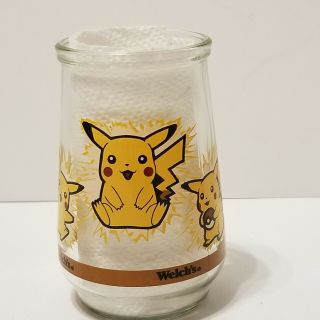 Pokemon 25 Pikachu Promotional Welch’s Glass Jelly Jar Nintendo 1999 Vintage